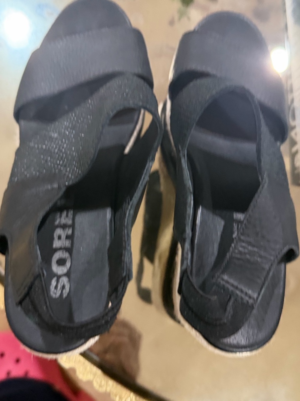 Sorel Joanie Black Women's Slingback Platform Sandals size 9 - Picture 3 of 6
